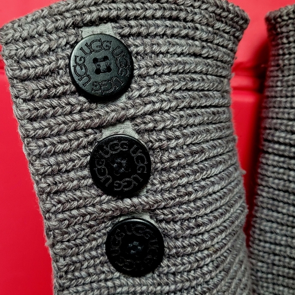 UGG Classic Cardy Cable Knit Wool Blend Womens Gray Sweater Boots #5819 size 5